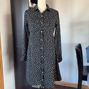 Full Moon Maternity Dress size XS Long Sleeve Career Stretch Polka Dot Lined